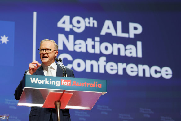 Prime Minister Anthony Albanese during the Australian Labor Party (ALP) National Conference.