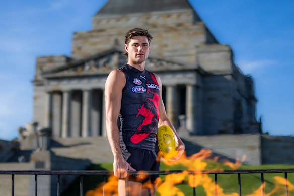 Sam Durham at the Shrine ahead of the Anzac Day clash with Collingwood.
