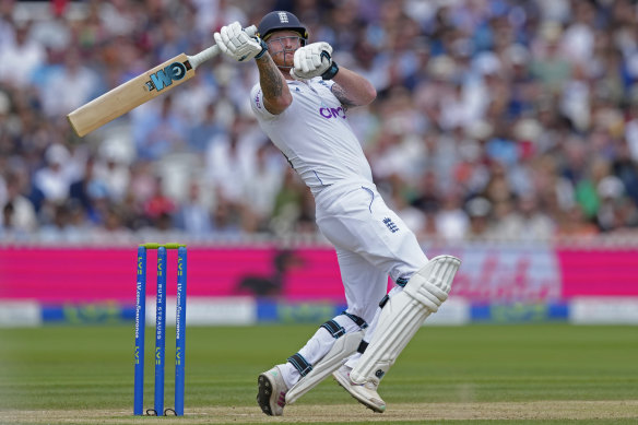 One hand needed: Ben Stokes hits another six.