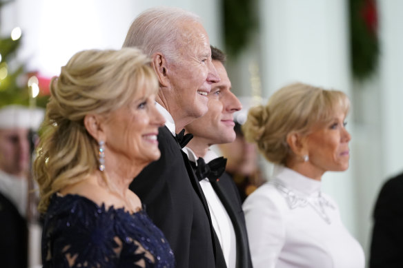 Double date: The Bidens and the Macrons at the White House for Joe Biden’s first state dinner as president.