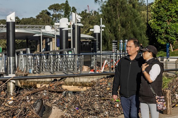 There were still piles of debris near the ferry wharf at Parramatta.