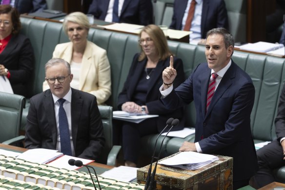 Prime Minister Anthony Albanese and Treasurer Jim Chalmers during question time this month.