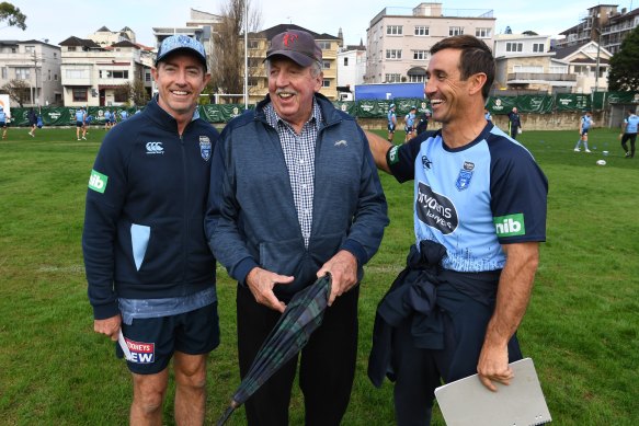 Warren Ryan (centre) with Greg Alexander and Andrew Johns (right).