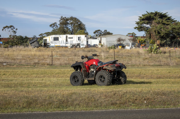 A quad bike at the scene on Monday.