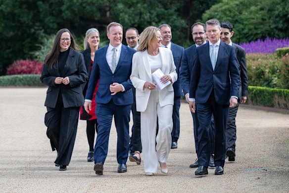 The new Allan ministry at the swearing-in ceremony at Government House on Wednesday.