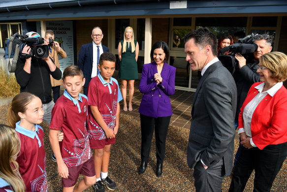 NSW Premier Chris Minns with the Deputy Premier Prue Car in Penrith on Friday. 