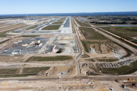 “We only build airports in cities every 100 years. You can't waste [that]“: Construction work continues at Western Sydney Airport.