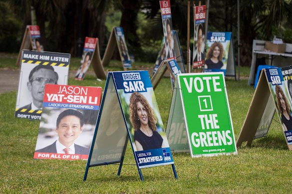 A pre-poll booth in Burwood Park.