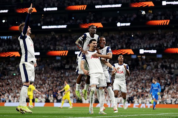 Dominic Solanke celebrates his penalty.