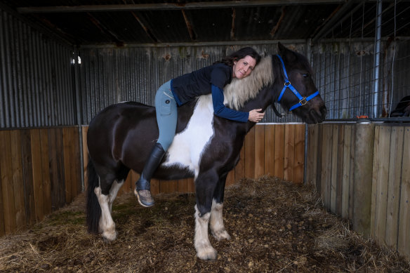 Judith Jaeckle at home in Inverleigh with her horse Lottie.