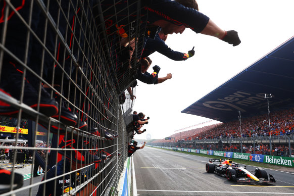 Max Verstappen wins the Dutch Grand Prix for Red Bull.