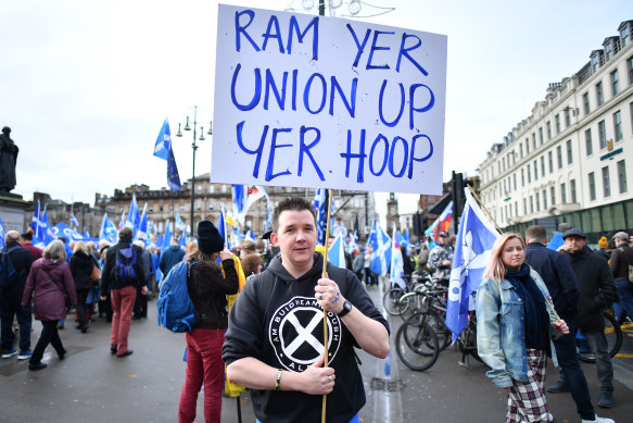 Independence supporters in Glasgow in 2019.