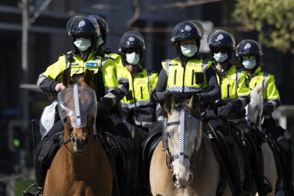 Police outside the Queen Victoria market this morning were prepared for another day of protest.