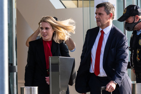 Isabella Allen from ASIC leaves the Melissa Caddick coronial inquest on Monday.