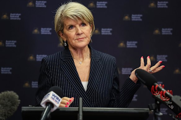Julie Bishop as ANU chancellor last year. She resigned from the role yesterday.