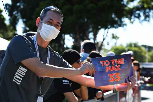 A Formula 1 fan at Albert Park on Thursday.