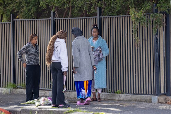The scene on Saturday morning at King William Street in Fitzroy where a man was shot and killed overnight.