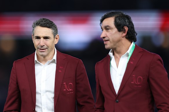 Queensland Origin masterminds: Billy Slater (left) and Johnathan Thurston at the MCG.