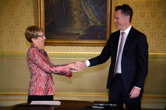 NSW Governor Margaret Beazley and Premier Chris Minns immediately after the swearing-in.