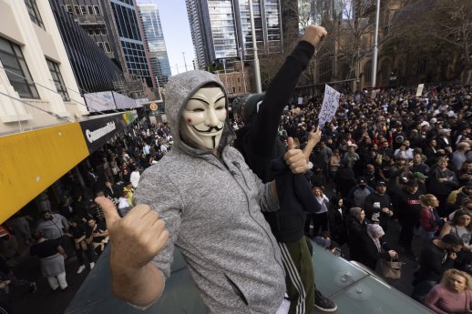Anti-lockdown protesters in Sydney on the weekend.