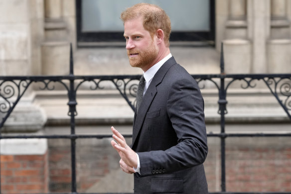 Prince Harry leaves the Royal Courts of Justice in London in March.