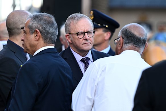Prime Minister Anthony Albanese arrives as St Mary’s Cathedral.