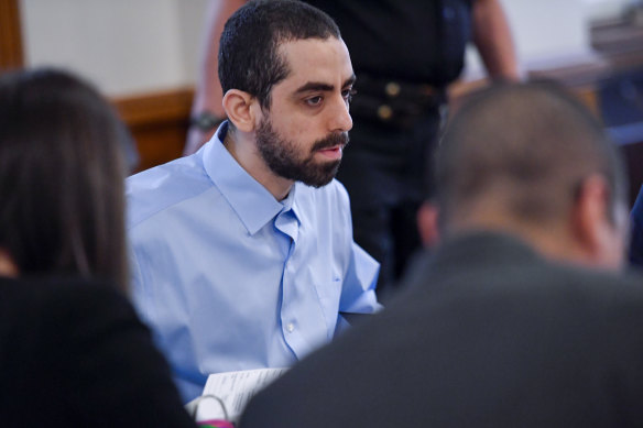 Hadi Matar, charged with severely injuring Salman Rushdie in a 2022 knife attack, in court last week.