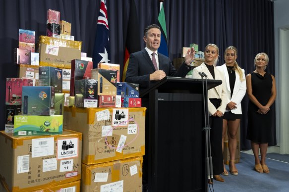 Health Minister Mark Butler during a press conference on vaping restrictions earlier this year.