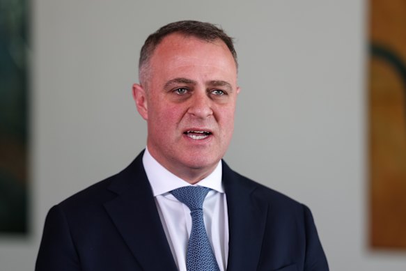 Shadow Treasurer Tim Wilson during a doorstop interview at Parliament House in Canberra today.