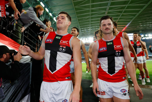 Jack Sinclair (right) is arguably St Kilda’s best player now, or at least equal with Jack Steele (left).