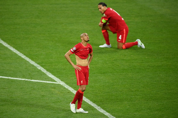 Fabinho’s face sums up the vibes for Liverpool.