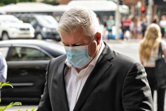 Stuart MacGill arriving at Downing Centre Local Court on Tuesday.