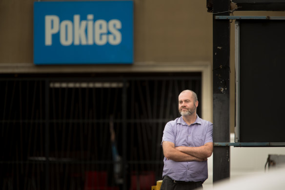 "Problem gambler" Stuart McDonald outside a venue from which he self-excluded but where he gambles none the less