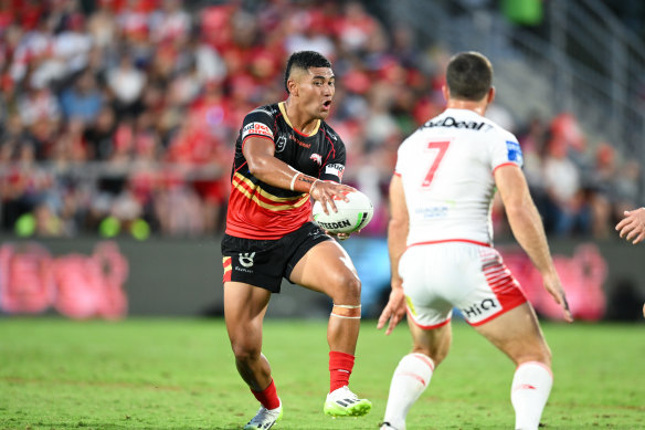 Isaiya Katoa was strong for the Dolphins against the Dragons.