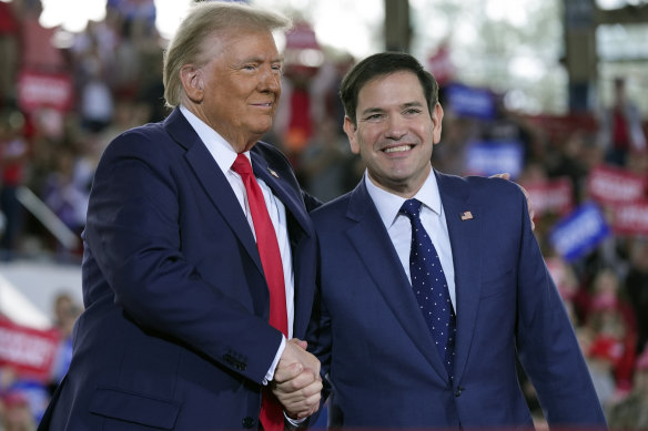Donald Trump at a rally in November with Marco Rubio, who is expected to be appointed secretary of state.