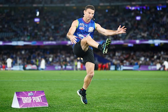 Harvey was kicking goals for charity at the Good Friday match a week before his injury.