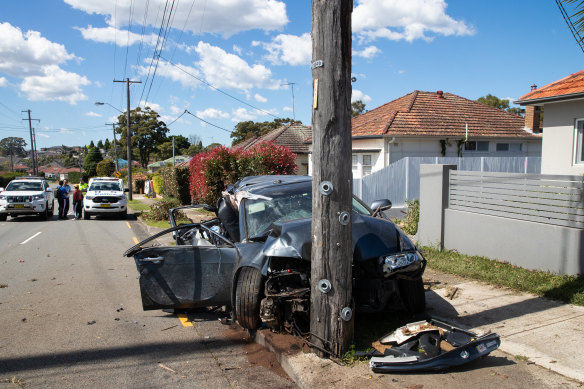 The scene of the car crash on Stoney Creek Road at Beverly Hills.