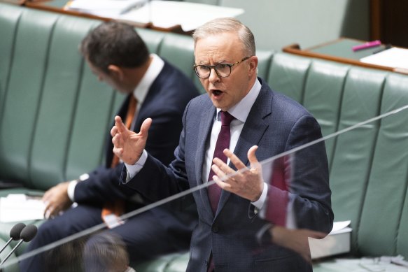 Prime Minister Anthony Albanese during Question Time in the House of Representatives on Tuesday. 