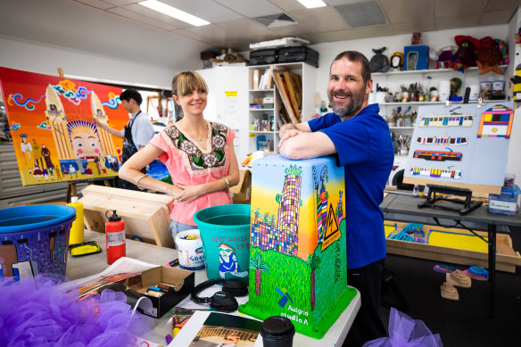 Thom Roberts in Sydney’s Studio A with artistic director Gabrielle Mordy.