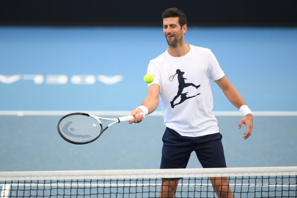 All smiles: Novak Djokovic in Adelaide on Wednesday.