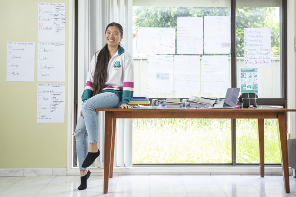 Sophie Le prepares for her first HSC exam. "The class of 2020 is a strong year group, a capable year group, and we're ready for the next step - whether it's a specific ATAR or course or TAFE or a gap year," she said.