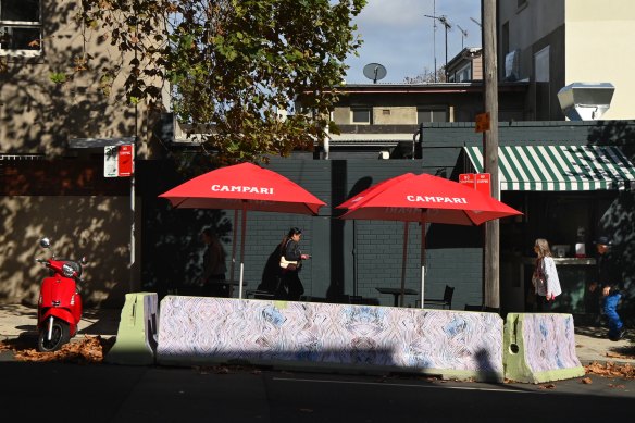 The outdoor seating at Bar Conte in Surry Hills.