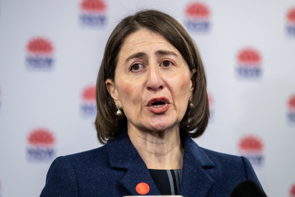 Premier Gladys Berejiklian providing an update on COVID-19 on Monday.