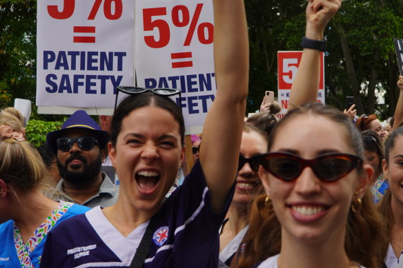 Nurses at the rally.