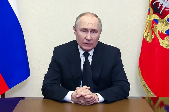 Russian President Vladimir Putin addresses the nation in Moscow.