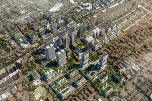 An artist’s impression shows what Hornsby could look like under the proposed changes to planning rules.