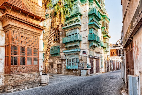 The picturesque buildings in the old town of Jeddah.