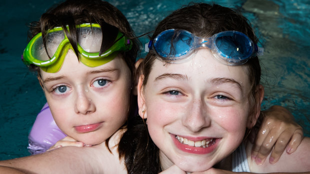 Katelyn and Jane Fountain do weekly swimming lessons at the Aquatic Safety Training Academy at Seven Hills. 