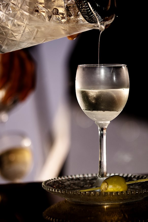 Bar Conexao’s tiny, briny martini.