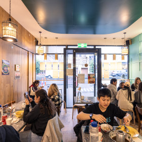 Inside the Exhibition Street restaurant.